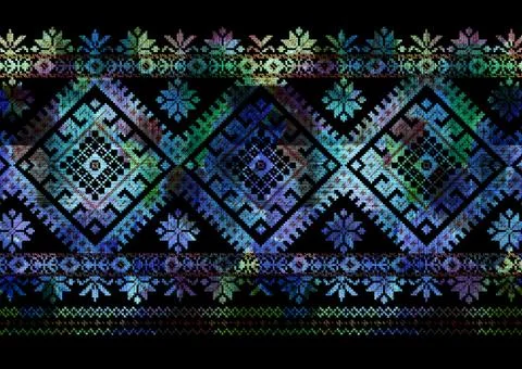 Abstract geometric pattern with fabric texture Stock Illustration