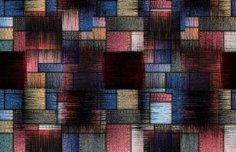 Abstract geometric pattern with fabric texture Stock Illustration