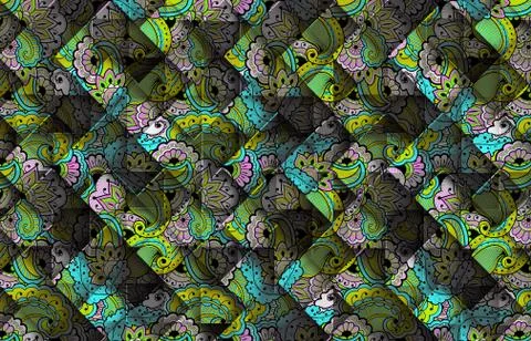 Abstract geometric pattern with fabric texture Stock Illustration