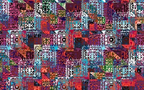 Abstract geometric pattern with fabric texture Stock Illustration