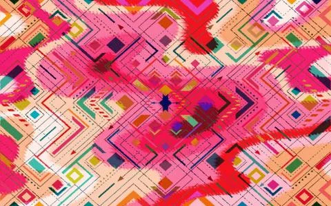 Abstract geometric pattern with fabric texture Stock Illustration