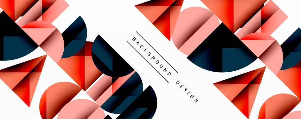 Abstract geometric pattern features overlapping circles, triangles. Shades Stock Illustration