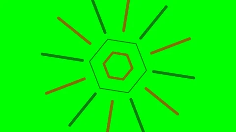 Abstract geometric pattern featuring concentric hexagons on green background Stock Footage 340266932