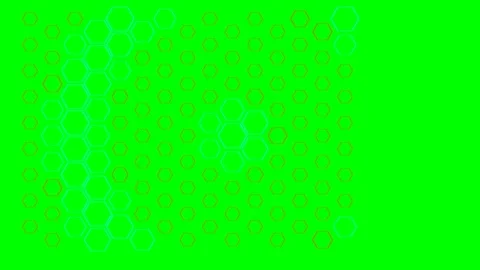Abstract geometric pattern featuring glowing hexagon grids on green screen Stock Footage 340266940