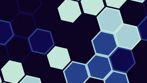 Abstract geometric pattern featuring interconnected hexagons in navy, royal,  Illustrazione stock