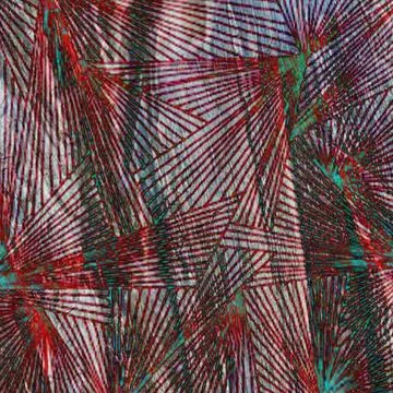 Abstract geometric pattern featuring intricate overlapping red, teal, and dark Stock Illustration