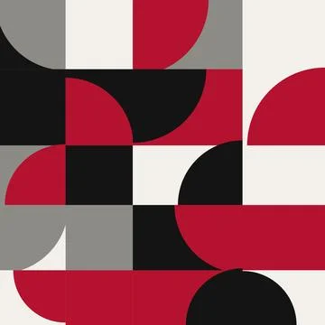 Abstract geometric pattern featuring red grey and black shapes for modern t.. Stock Illustration
