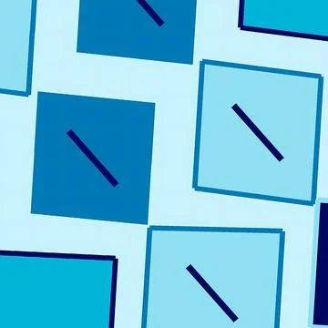 Abstract Geometric Pattern with Floating Blue Squares and Diagonal Lines Stock Illustration