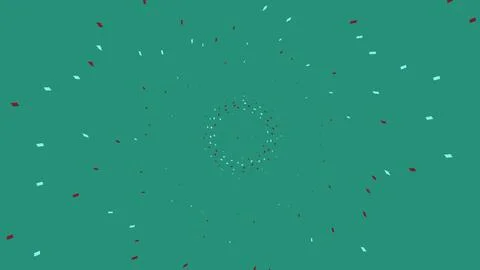 Abstract geometric pattern with floating shapes on green Illustrazione stock