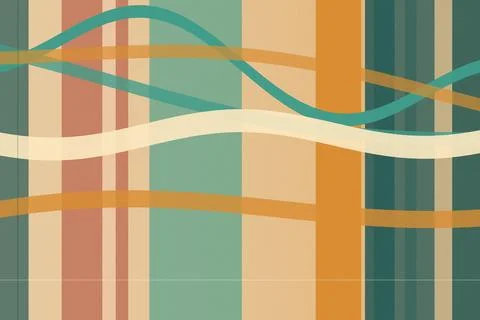 Abstract geometric pattern with flowing ribbon-like curves across warm beig.. Illustrazione stock