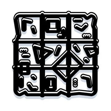 Abstract geometric pattern forming grid of various shapes Stock Illustration