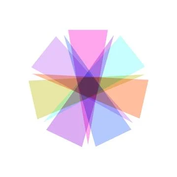 Abstract geometric pattern forming with overlapping transparent shapes Illustrazione stock