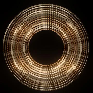 An abstract geometric pattern forms a golden circular ring made of many sma.. Stock Photos