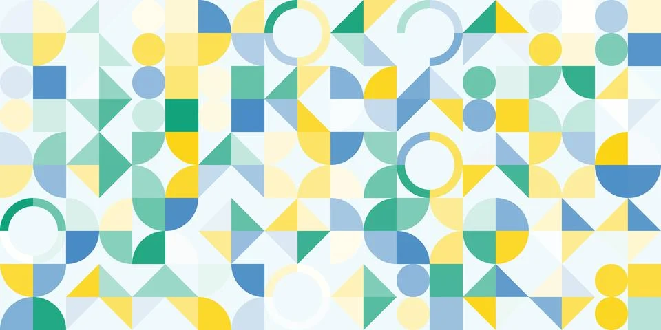 Abstract geometric pattern in fresh green, yellow and blue colors. Simple shapes イラスト素材