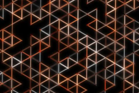 Abstract geometric pattern with glowing cubes on black background Stock Illustration