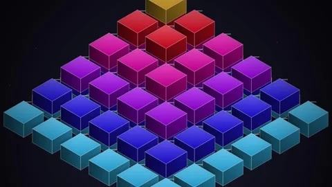 Abstract geometric pattern of glowing digital cubes on dark futuristic back.. Stock Footage 344639909