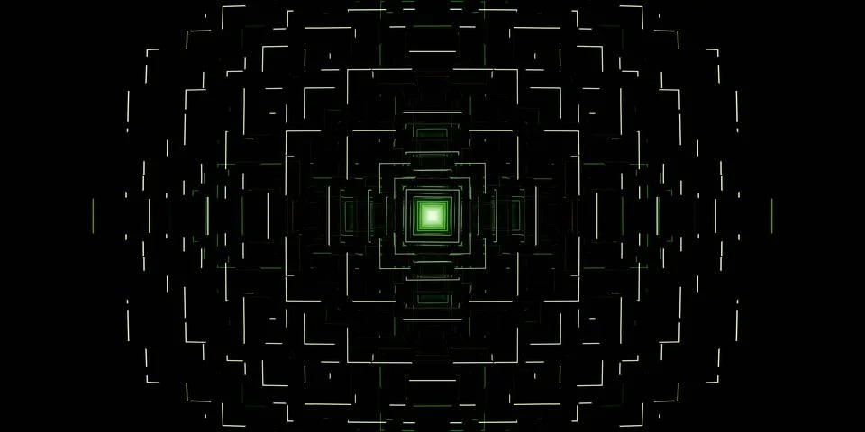 Abstract geometric pattern with glowing green center Stock Illustration