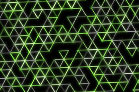 Abstract geometric pattern with glowing green lines and triangles Stock Illustration