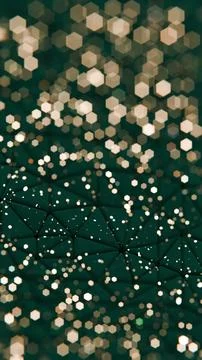 Abstract Geometric Pattern with Glowing Hexagonal Bokeh Lights Stock Illustration