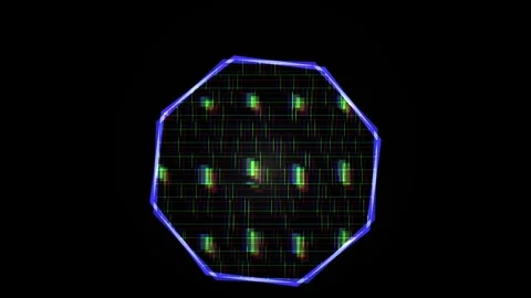 Abstract Geometric Pattern with Glowing Neon Outline and Digital Grid. Stock Footage 334459788
