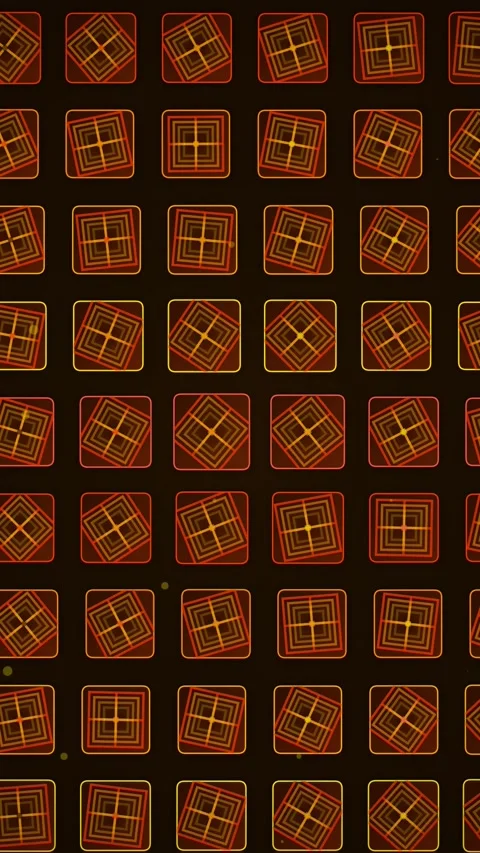 Abstract Geometric Pattern with Glowing Orange Square Tiles Stock Footage 346203487