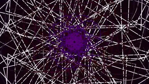 Abstract geometric pattern of glowing purple lines and shapes Stock Footage 342159071