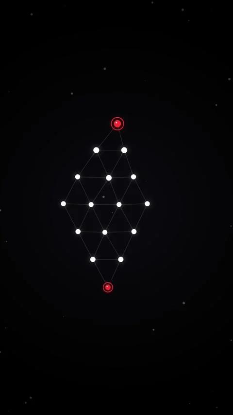 Abstract Geometric Pattern with Glowing Red Dots on Dark Background Stock Footage 347697971
