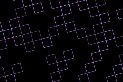 Abstract geometric pattern with glowing squares on black background Stock Illustration