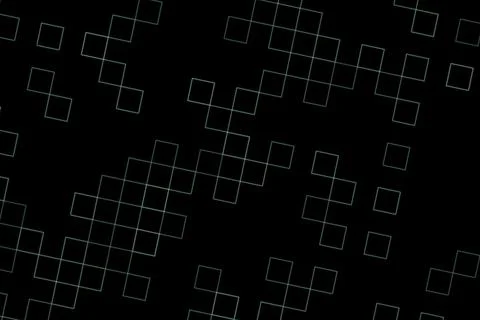 Abstract geometric pattern with glowing squares on black background 库存插图