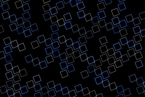 Abstract geometric pattern with glowing squares on black background Illustrazione stock