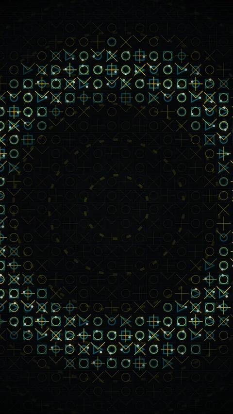 Abstract Geometric Pattern with Glowing Symbols and Circular Motion Stock Footage 346207285