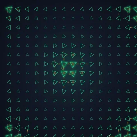 Abstract Geometric Pattern of Glowing Triangles with Dots on Dark Background Stock Footage 348230666