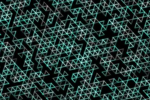 Abstract geometric pattern with glowing triangles on black background Stock Illustration