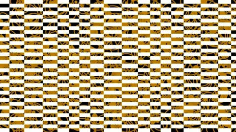 Abstract Geometric Pattern: Golden Checkered Background with Organic Motifs Stock Footage 331715848