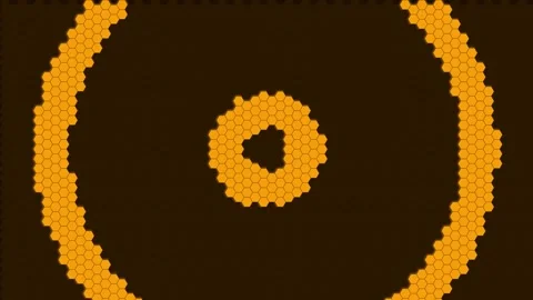 Abstract geometric pattern of golden orange circles against dark background Video stock 335117984