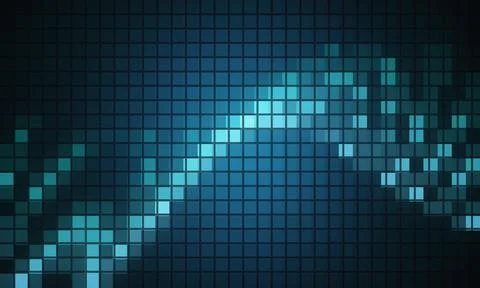 Abstract geometric pattern with gradient blue and teal pixelated squares desi Stock Illustration