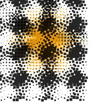 Abstract Geometric Pattern with Gradient Square Pixels in Gold and Black Colo Stock Illustration