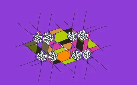 Abstract Geometric Pattern Graphic on Purple Background 스톡 일러스트