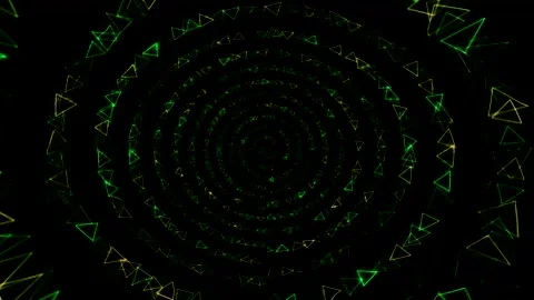 Abstract Geometric Pattern with Green and Gold Triangles Stock Footage 289112950