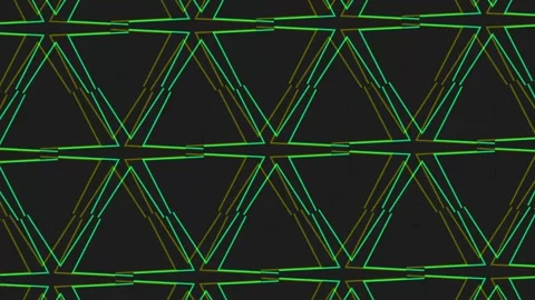 Abstract Geometric Pattern: Green and Gold Lines on Black Background Video stock 311038113
