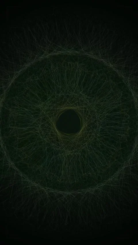 Abstract Geometric Pattern with Green and Yellow Lines on Dark Background Stock Footage 347698466
