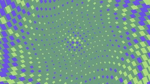 Abstract geometric pattern with green and purple halftone dots Stock Illustration