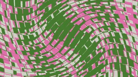 Abstract geometric pattern with green and pink wavy tiles Stockillustratie