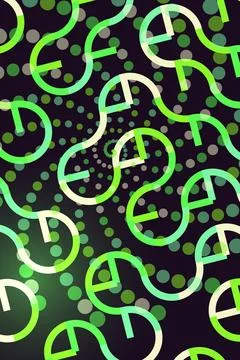 Abstract Geometric Pattern with Green and Gray Circles Stock Illustration