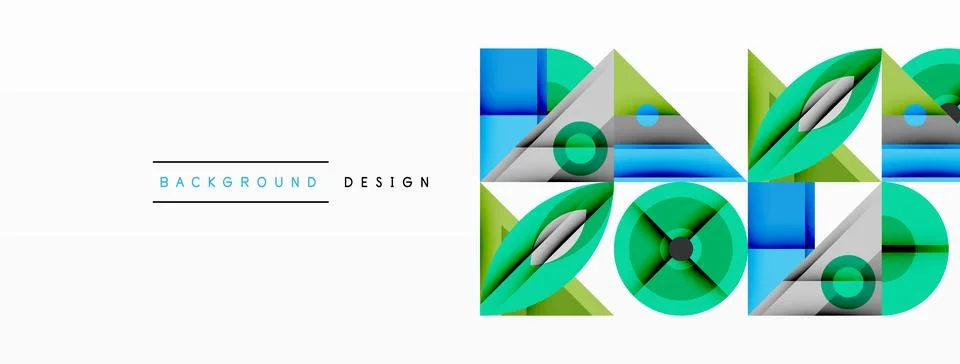 Abstract geometric pattern. Green, blue shapes overlap creating dynamic visual Stockillustratie