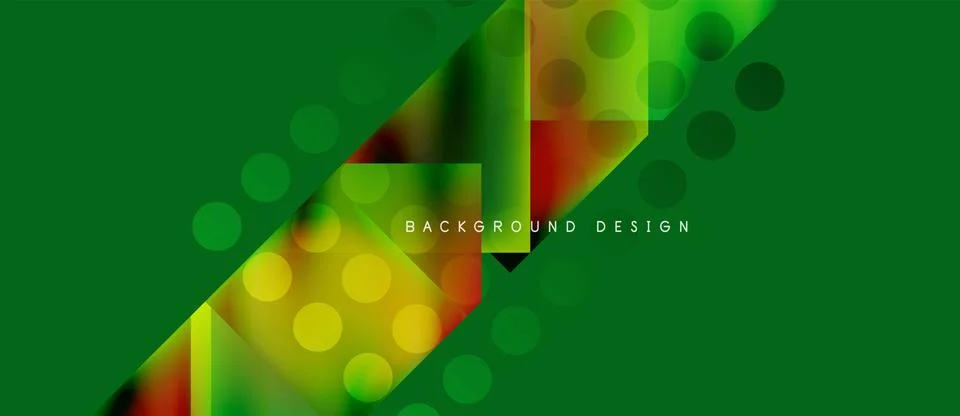 Abstract geometric pattern. Green dominates, with orange, yellow accents. Modern Illustrazione stock