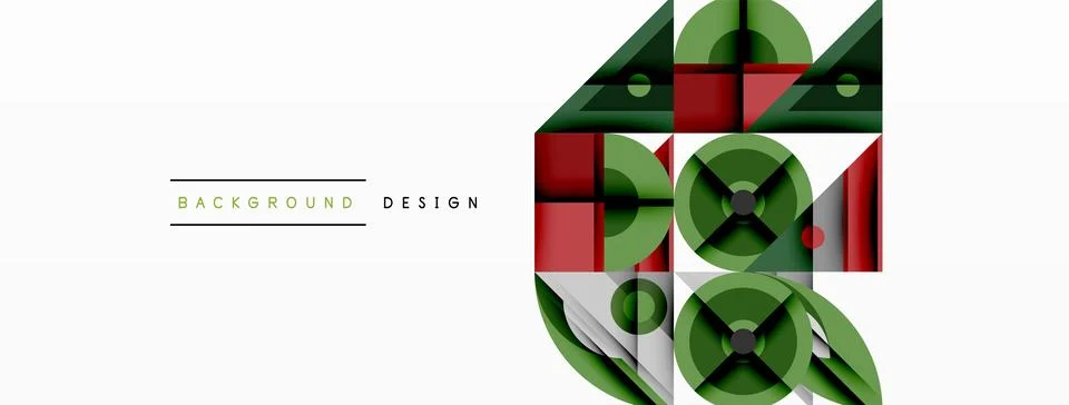 Abstract geometric pattern. Green, red, white shapes overlap creating modern 스톡 일러스트
