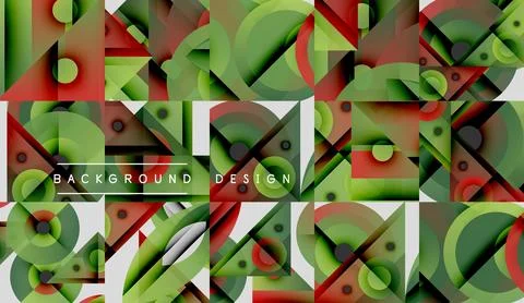 Abstract geometric pattern. Green, red, black shapes overlap creating dynamic イラスト素材