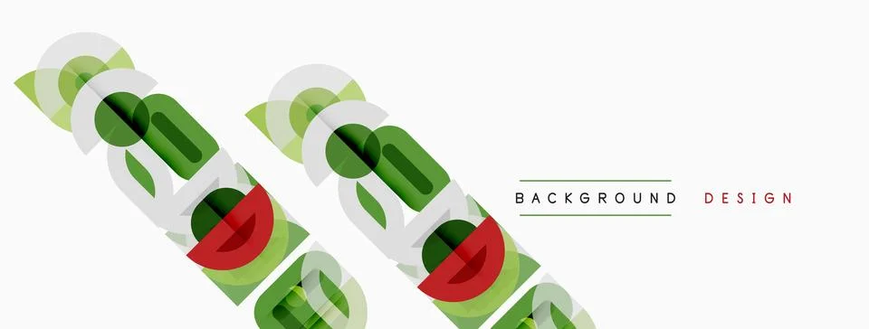 Abstract geometric pattern. Green, red, gray shapes overlap creating dynamic Stock Illustration