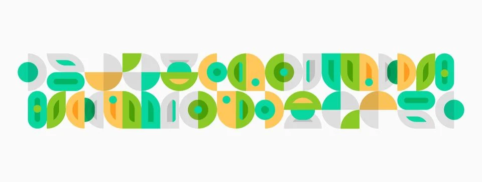 Abstract geometric pattern. Green, teal shapes repeat forming horizontal band Stock Illustration